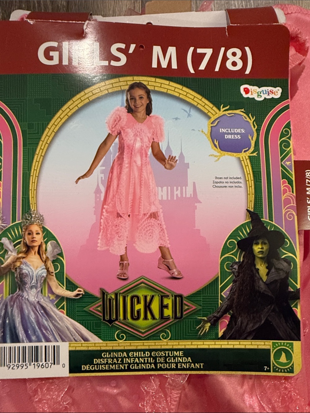 Wicked Glinda Girls' Dress Halloween Costume in Light Pink
